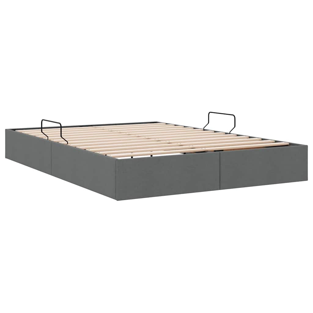 Aufbewahrungsbett mit Kopfteil Hellgrau 90 x 190 cm Stoff
