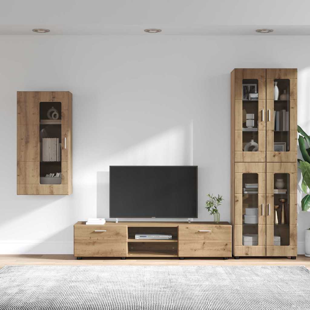 Highboard mit Regal FLORIN Weiß 60 x 35 x 182 cm Holzwerkstoff
