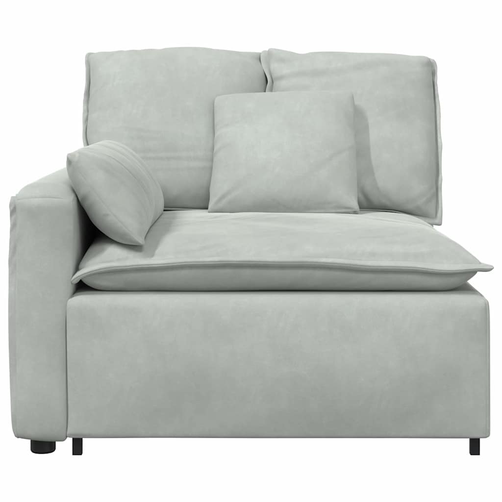 Modulares Sofa Endmodul mit Armlehne Kissen Blau 100 cm