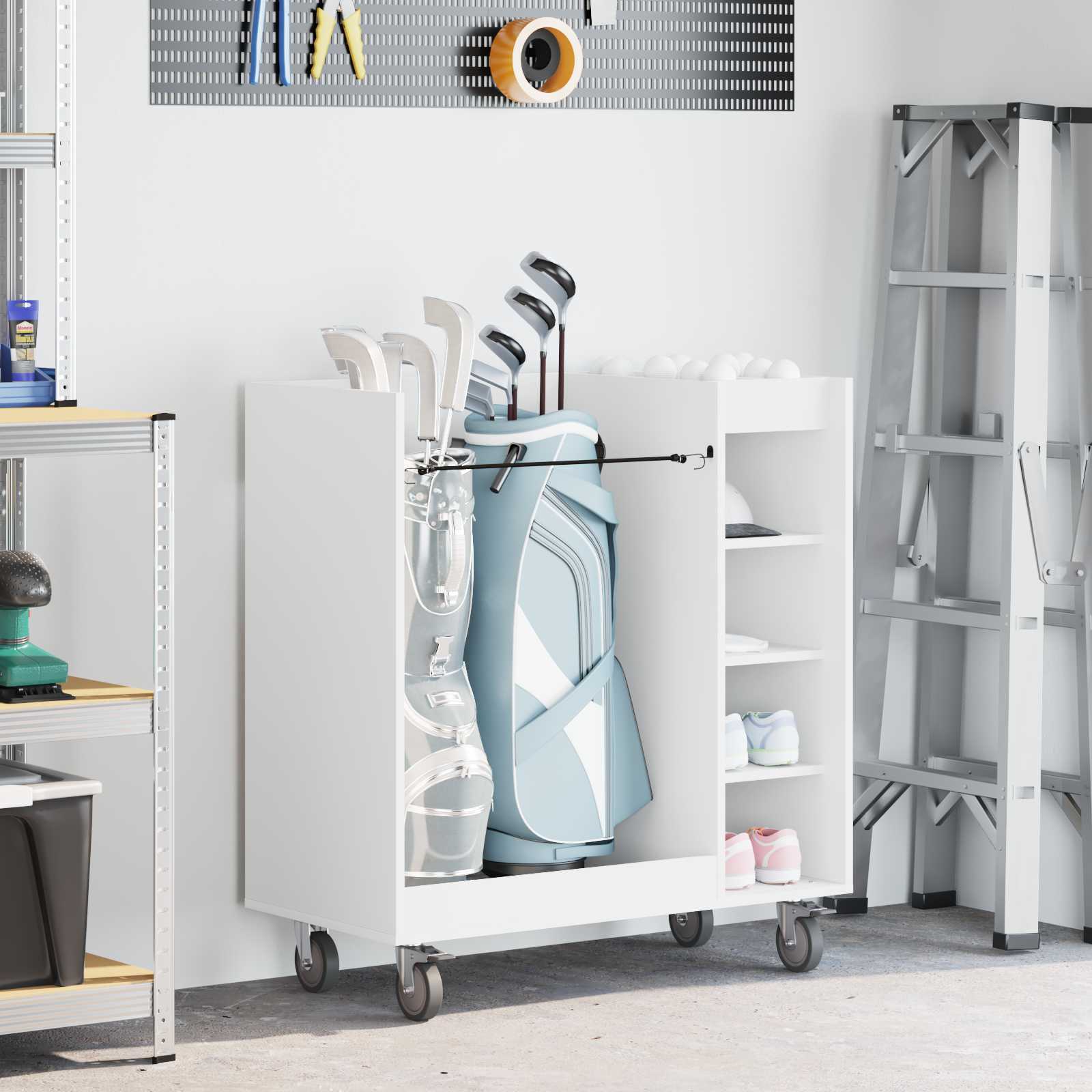 Golf Schrank Mit Rad Uni Weiß 65 x 45 x 98 cm