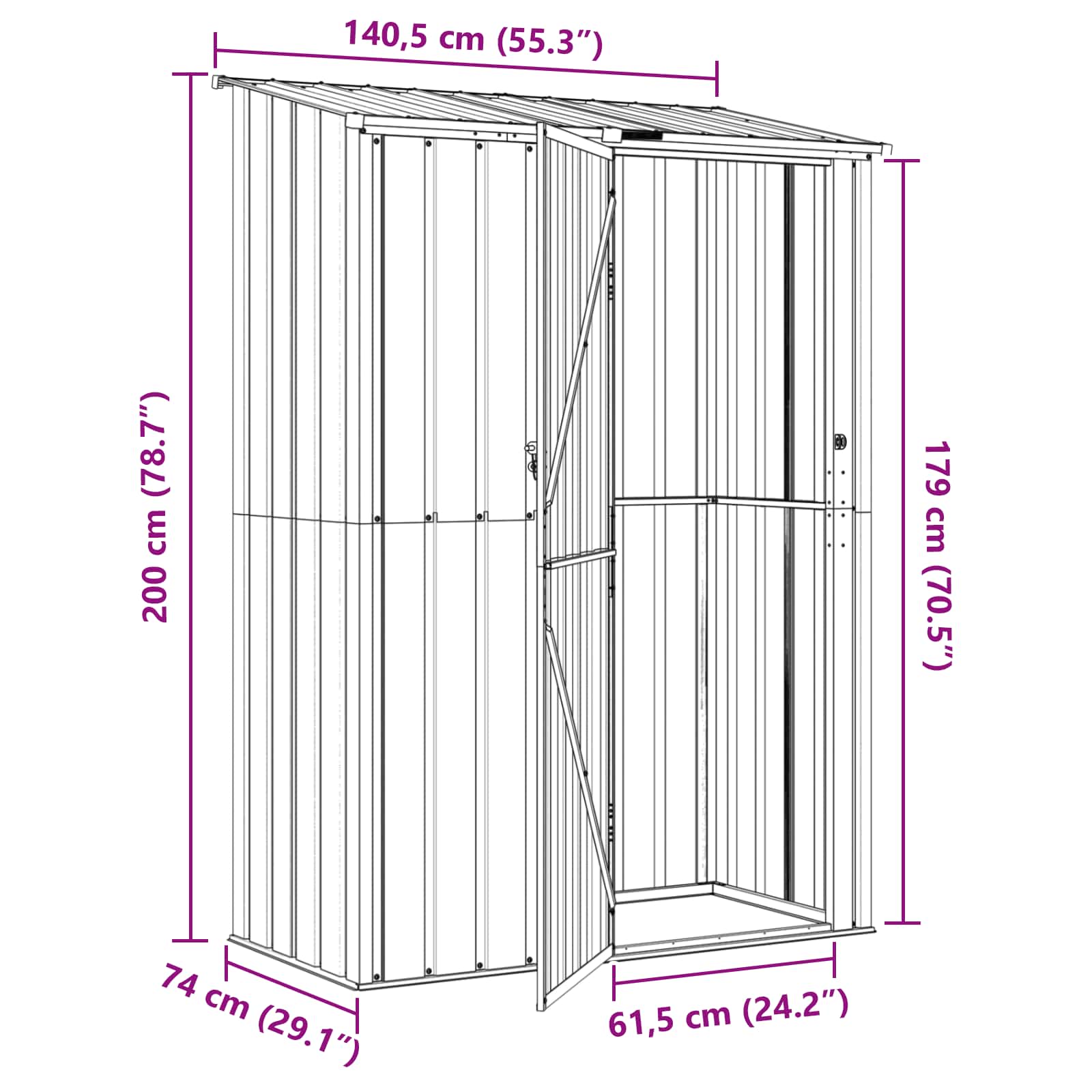 Gartenhütten Anthrazit 103 x 74 x 200 cm Metall