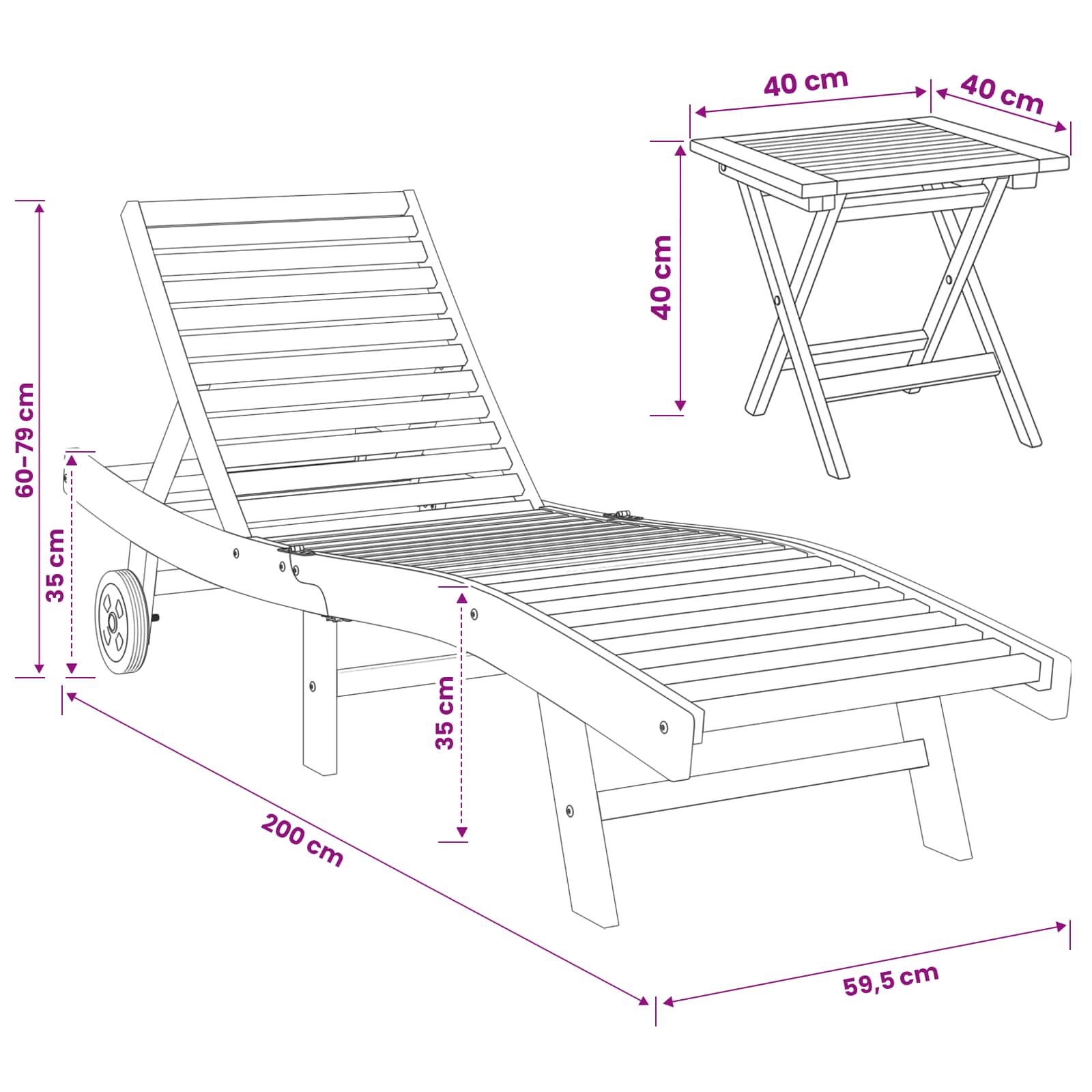 Sonnenliege Braun Massivholz Teak