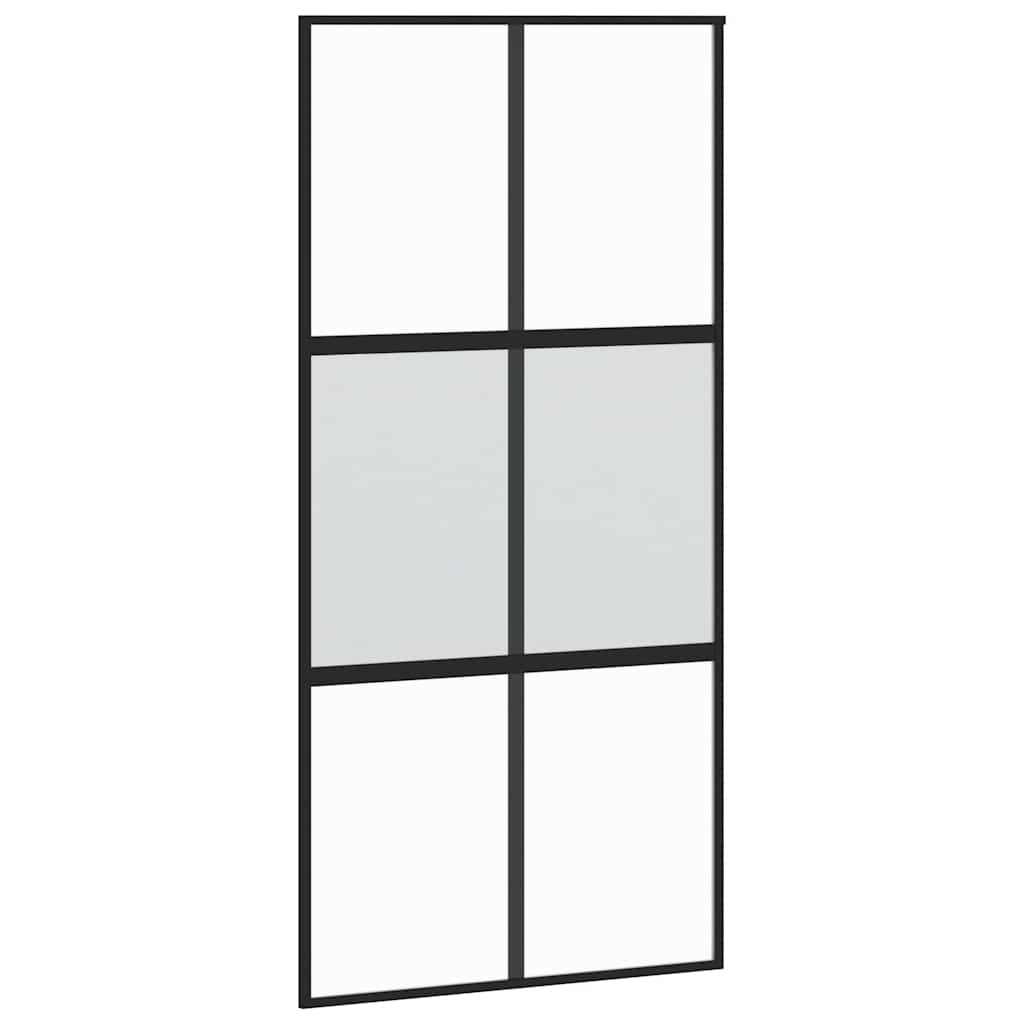 Schiebetür mit Beschlag Schwarz 76x205 cm Hartglas