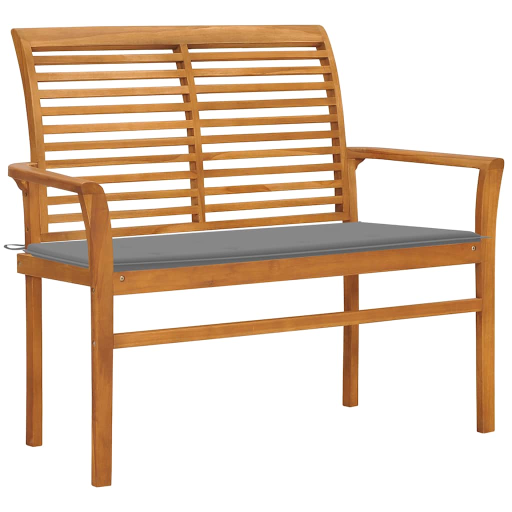 Gartenbank mit Anthrazit Auflage 112 cm Massivholz Teak