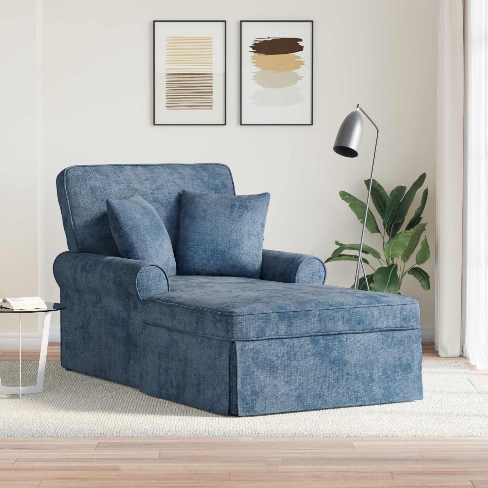 Chaise Lounge mit Rock mit Kissen Creme 157 x 91 x 91 cm ARES
