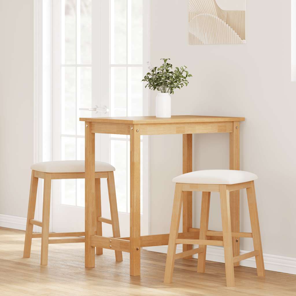 Barstühle mit Kissen 2 Stk. Braun Massivholz Gummibaum
