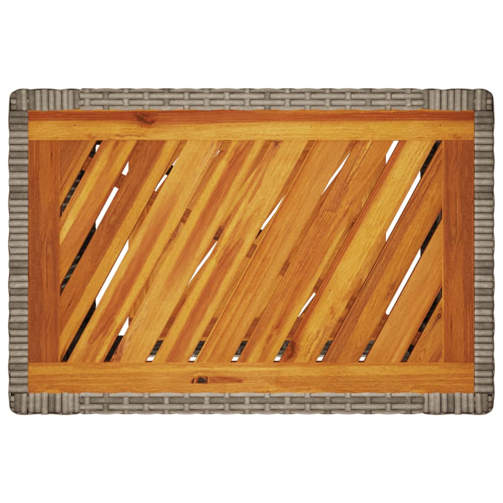 Garten-Beistelltisch mit Holzplatte Schwarz Poly Rattan