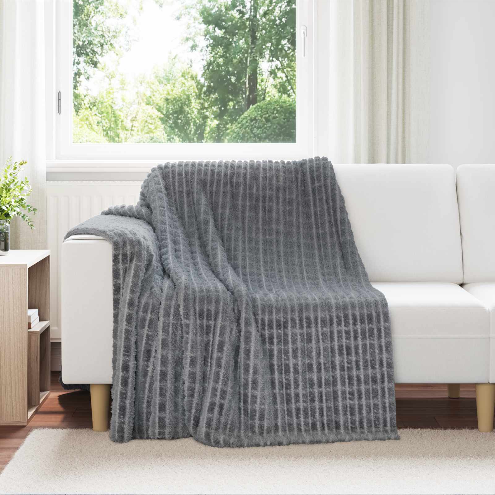 Überwurfdecke Beige 150 x 130 cm Fleece