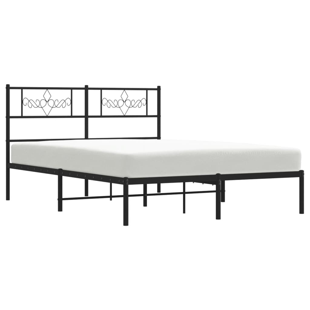 Bettgestell mit Kopfteil Metall Schwarz 100x190 cm