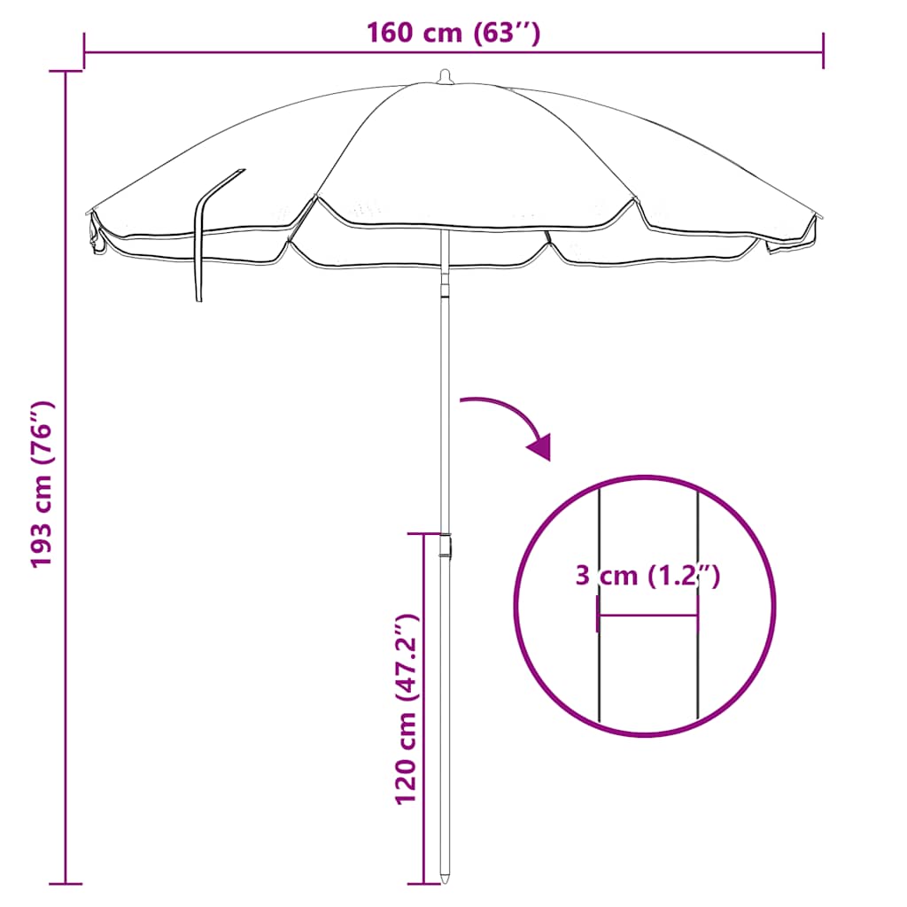 Sonnenschirm mit Stahlmast Sandfarbe 180 cm