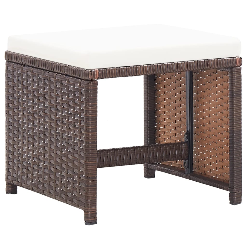 Gartenhocker 4 Stk. mit Sitzkissen Poly Rattan Schwarz