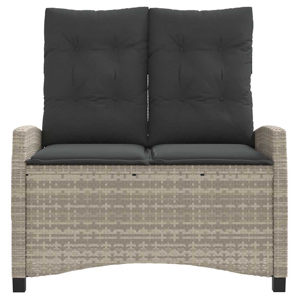 Gartenbank Verstellbar mit Kissen Schwarz Poly Rattan