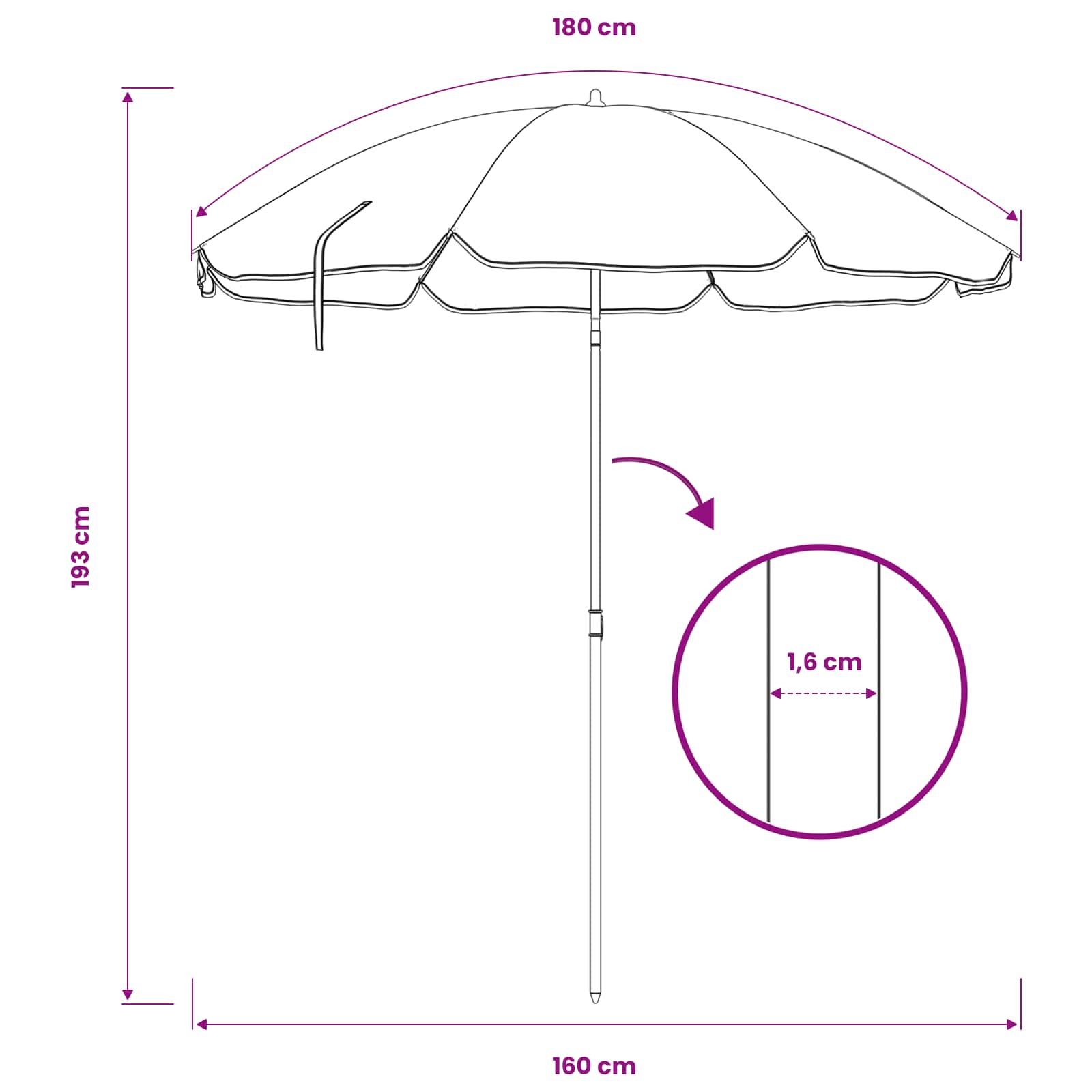 Sonnenschirm mit Stahlmast Sandfarbe 180 cm