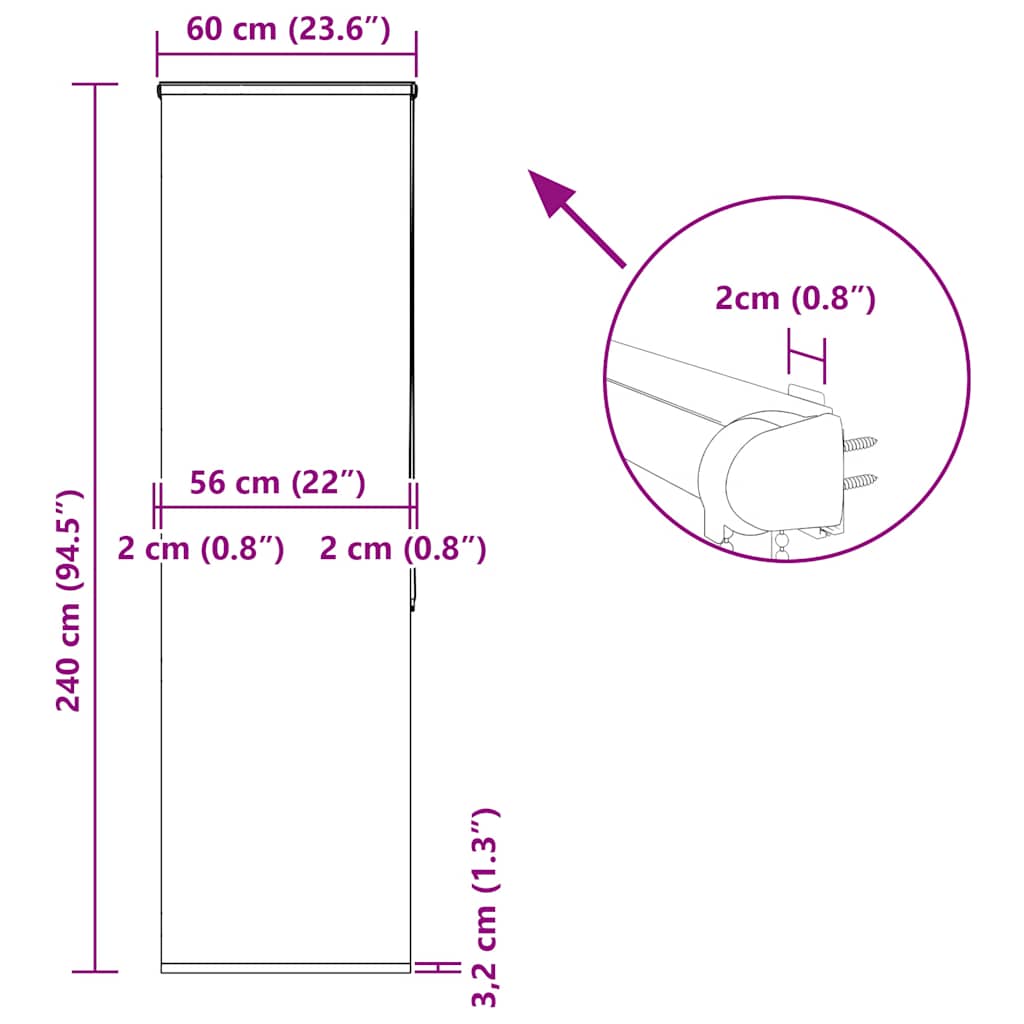 Duschrollo 60x240 cm Stoffbreite 56 cm