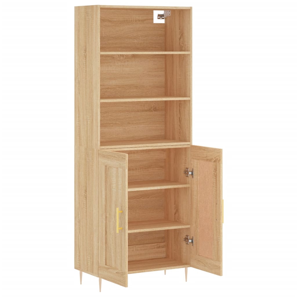 Highboard Hochglanz-Weiß 69,5x34x180 cm Holzwerkstoff