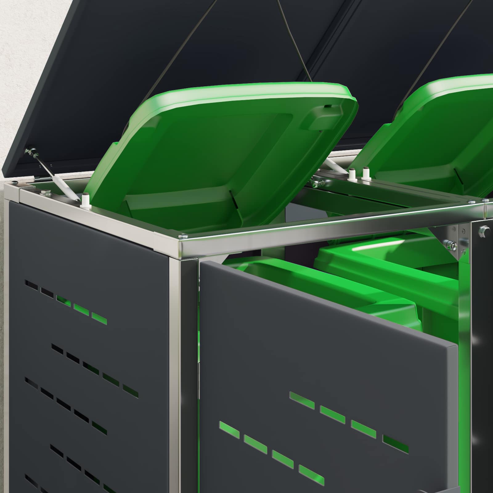Mülltonnenbox for 2 Bins 240L Edelstahl Schwarz