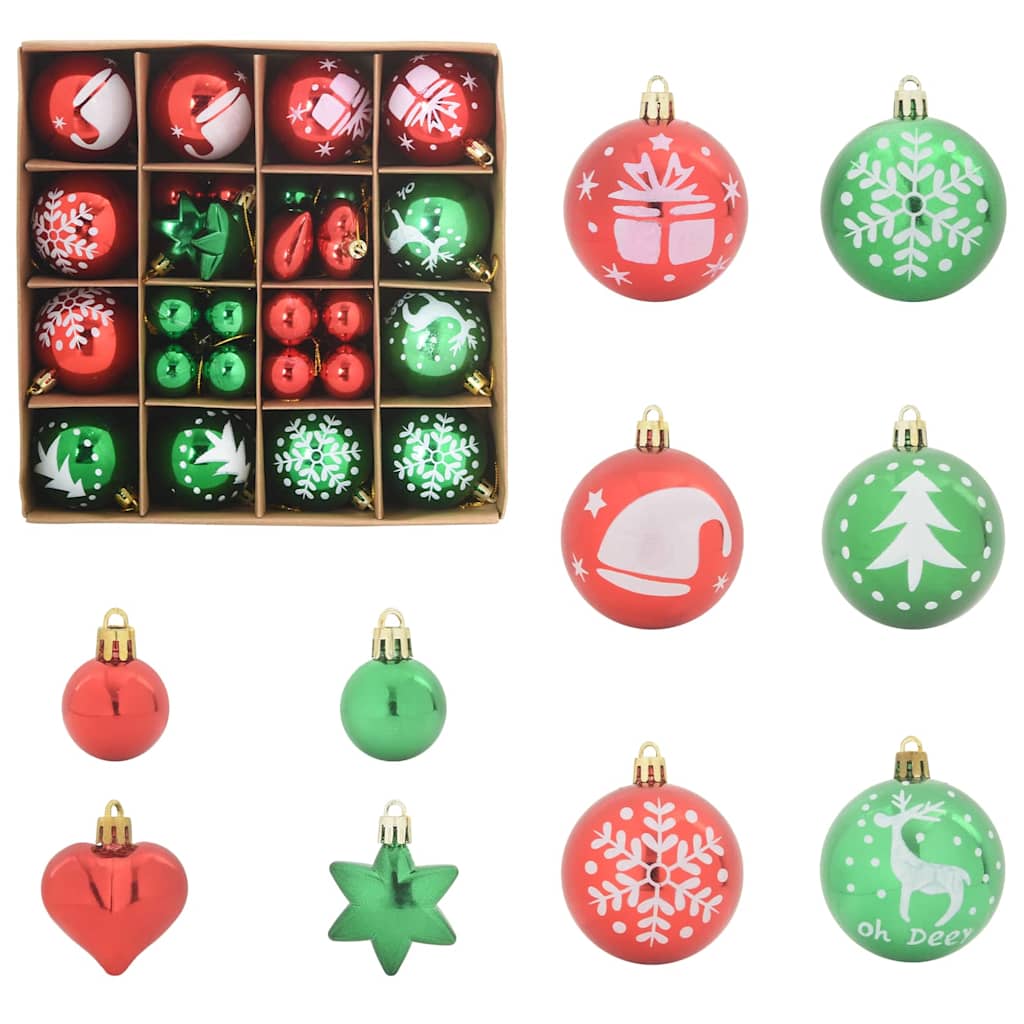 Weihnachtskugel-Set 40 pcs Gold und Rot Kunststoff