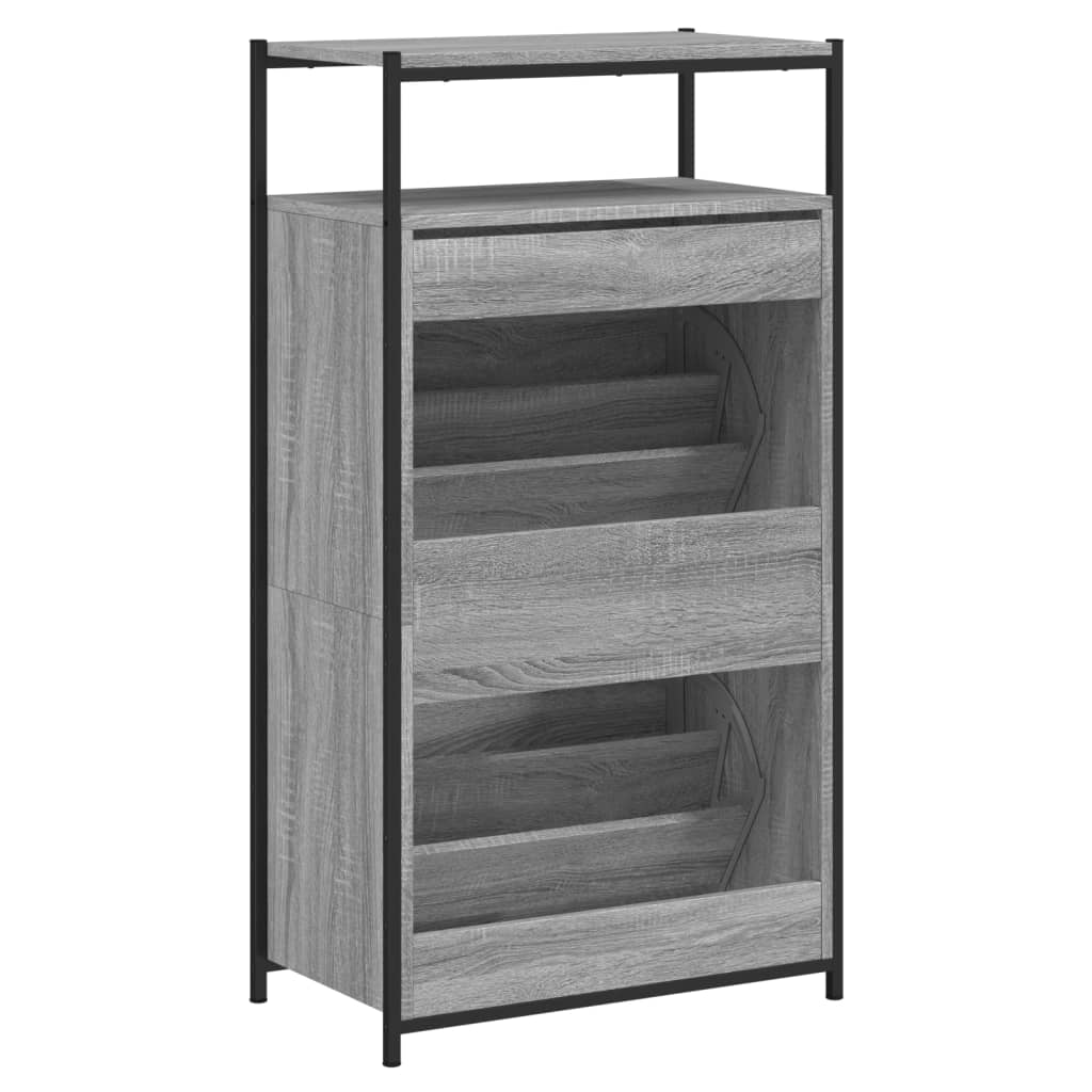 Schuhschrank mit 4 Klappen Sonoma-Eiche 100x34x112 cm