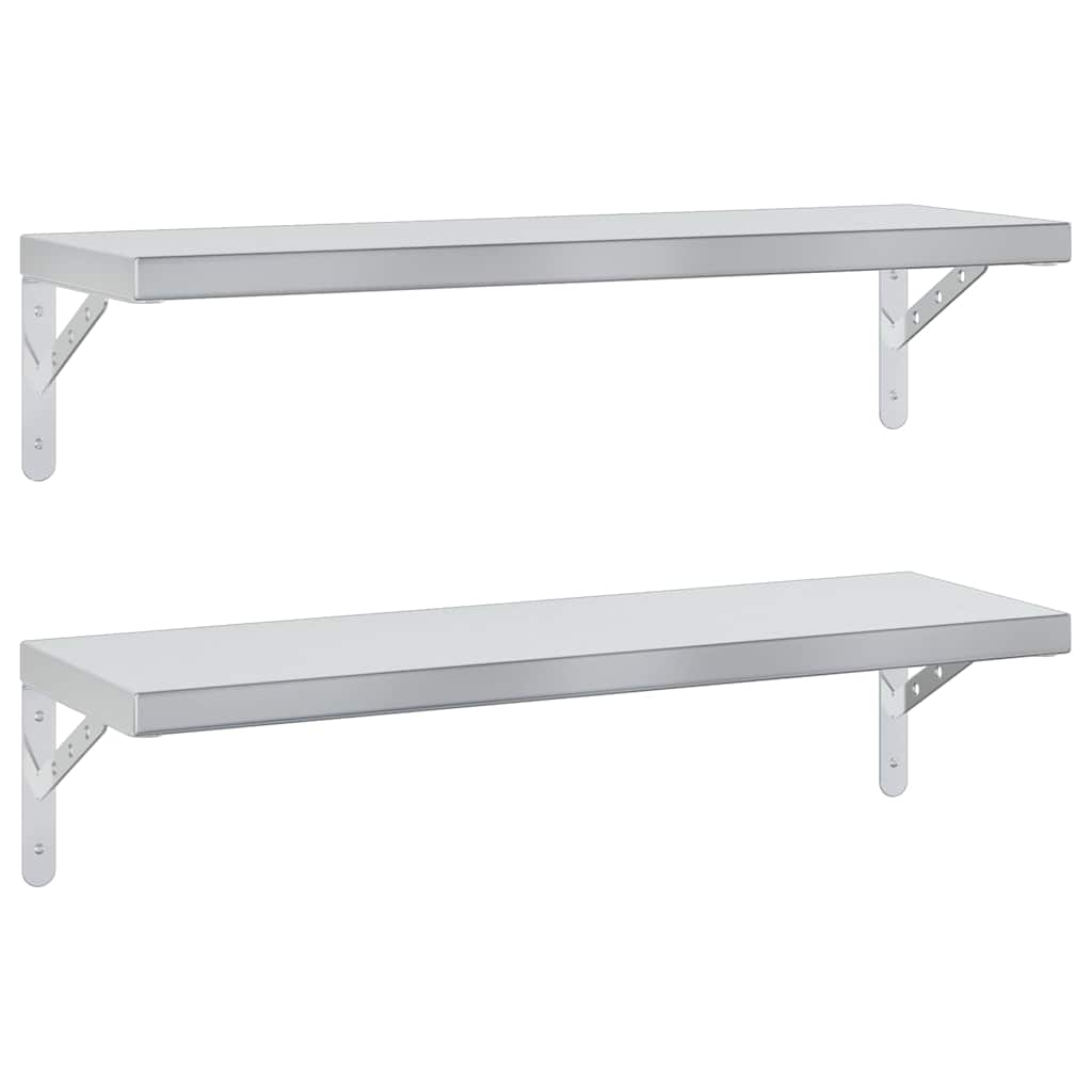 Wandregale 2 Stk. 100x40 cm Silbern Edelstahl