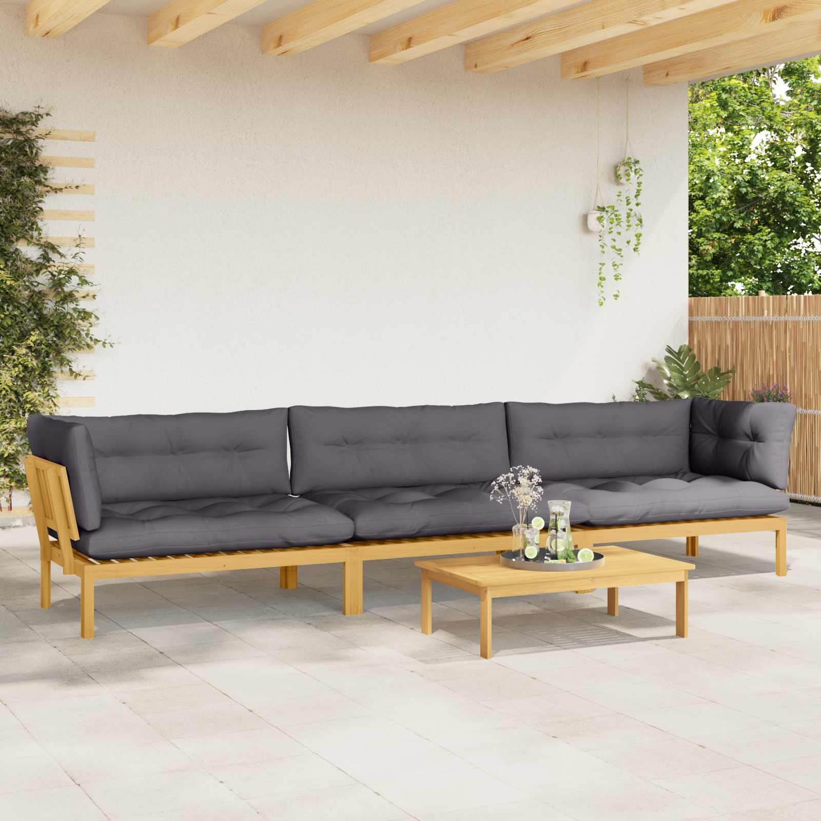 3-tlg. Garten-Sofagarnitur aus Paletten Massivholz Akazie