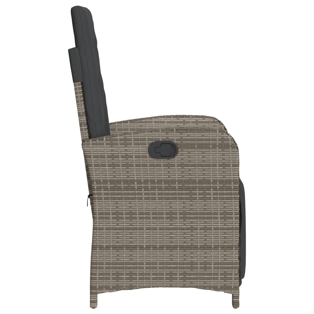 Gartensessel mit Fußteil Verstellbar Schwarz Poly Rattan