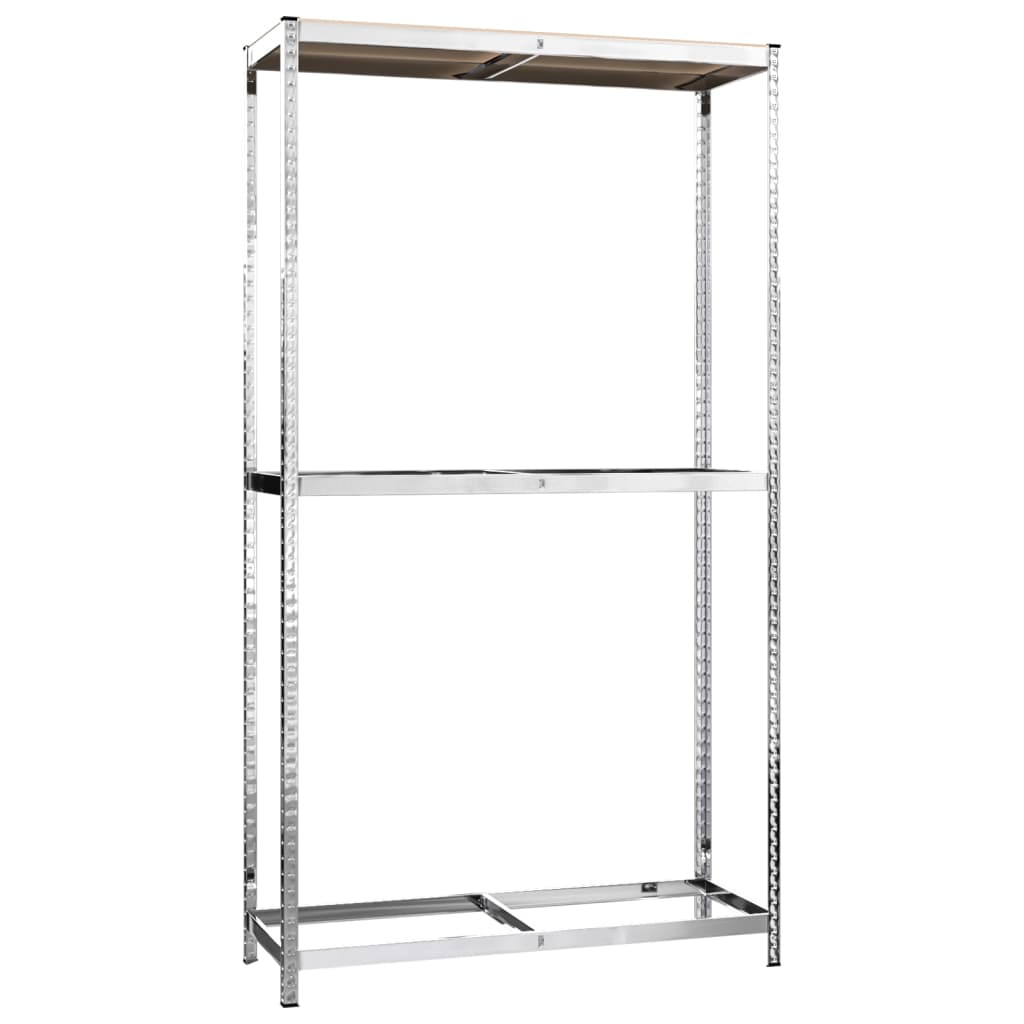 Reifenregale mit 2 Böden 3 Stk. Silbern 110x40x110 cm Stahl