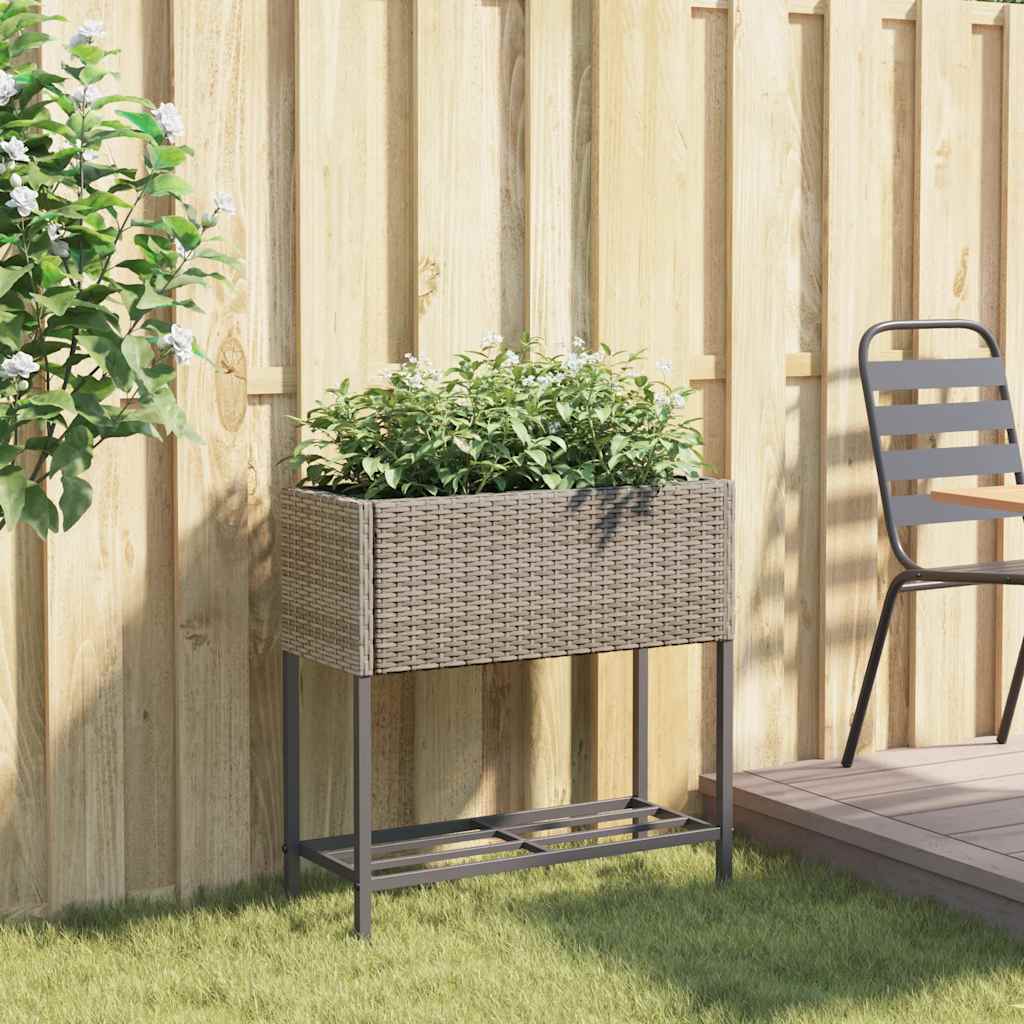 Hochbeete mit Ablage 2 Stk. Schwarz 70x28x70 cm Poly Rattan