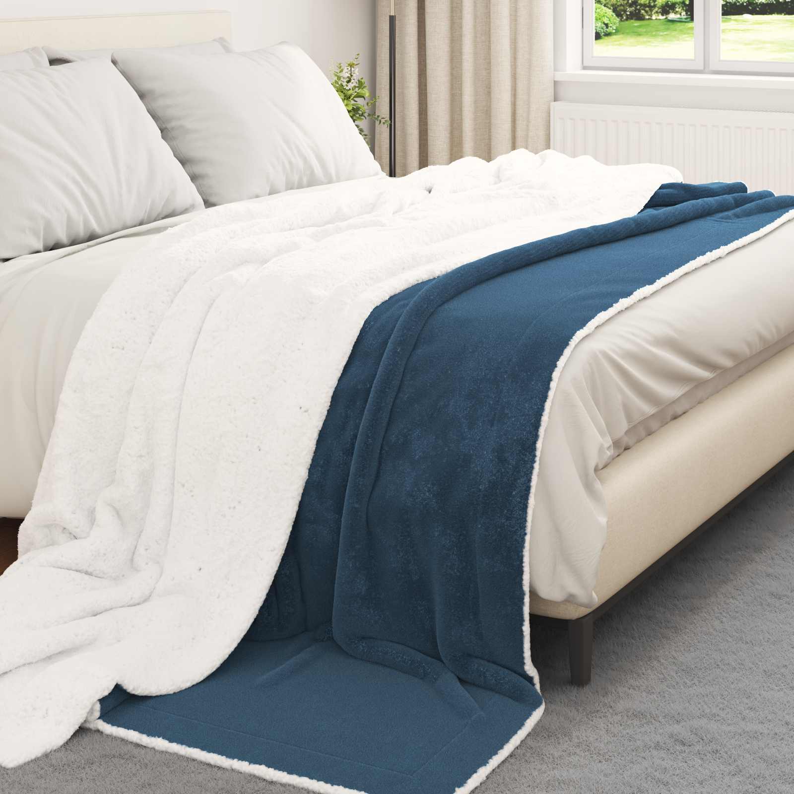 Überwurfdecke Beige 130 x 150 cm Fleece