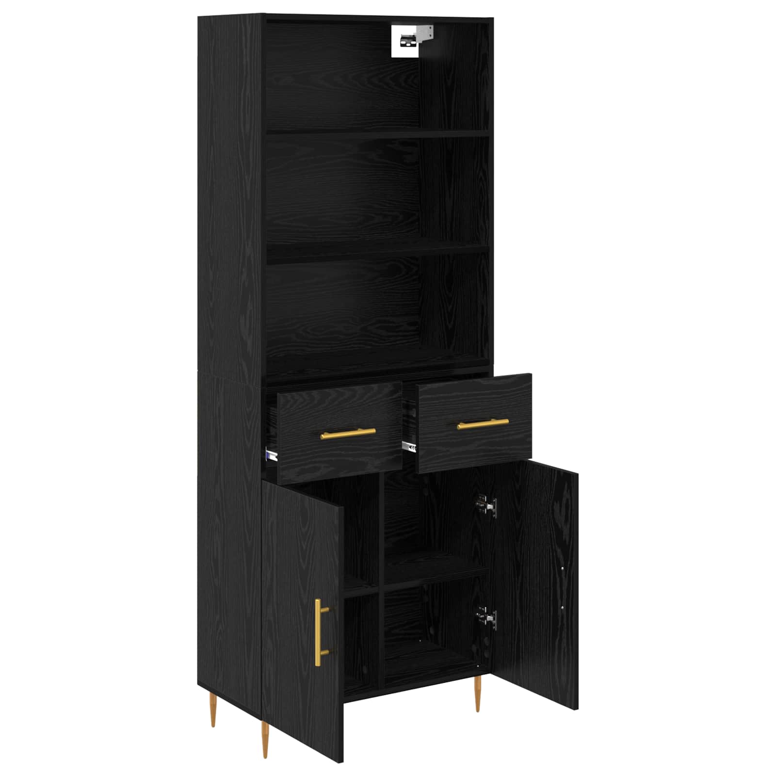 Highboard Hochglanz-Weiß 69,5x34x180 cm Holzwerkstoff