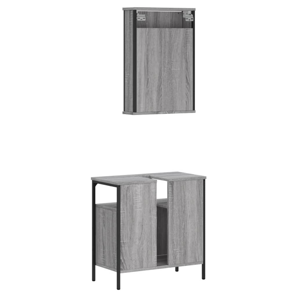 2-tlg. Badmöbel-Set Räuchereiche Holzwerkstoff