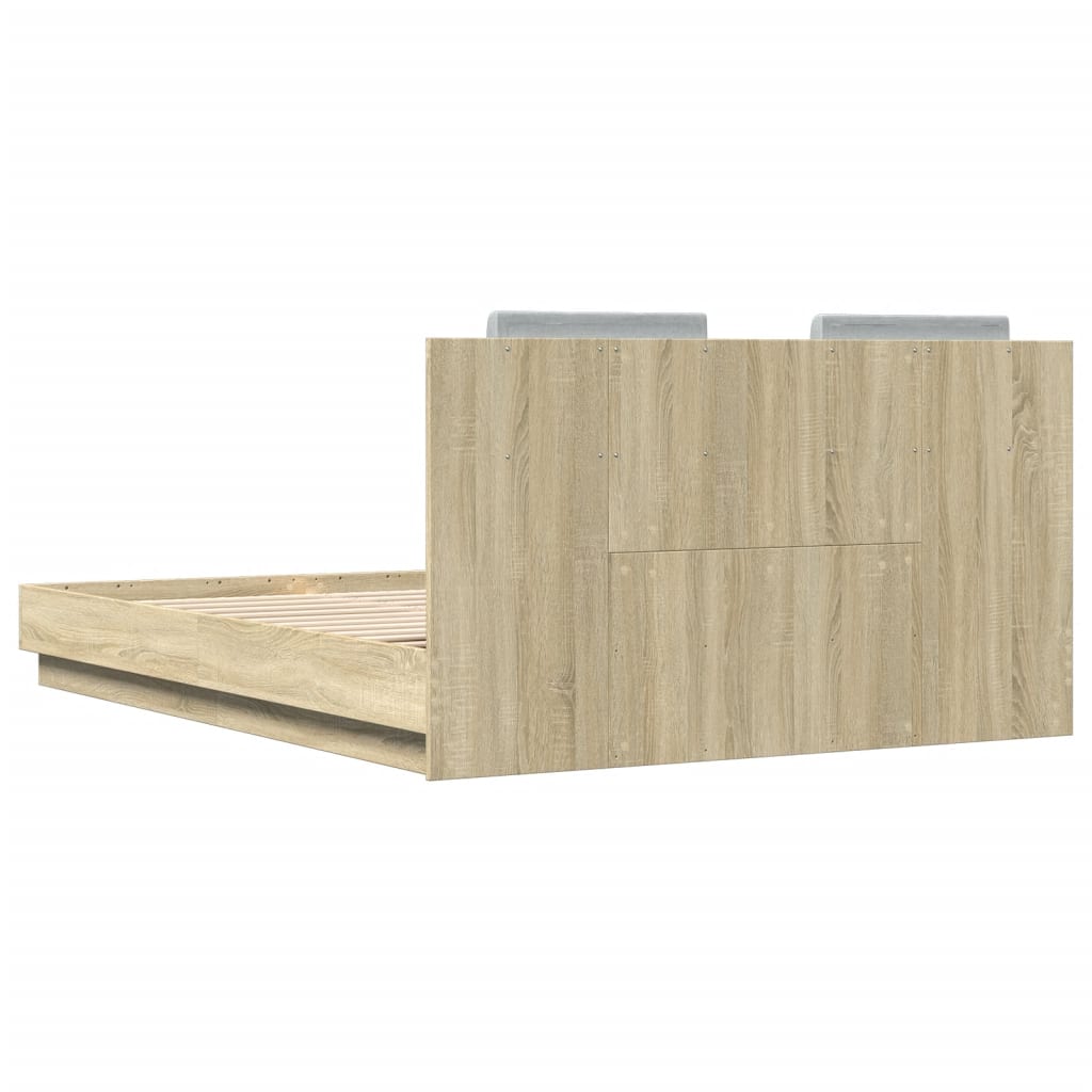 Bettgestell mit Kopfteil Grau Sonoma 180x200 cm Holzwerkstoff