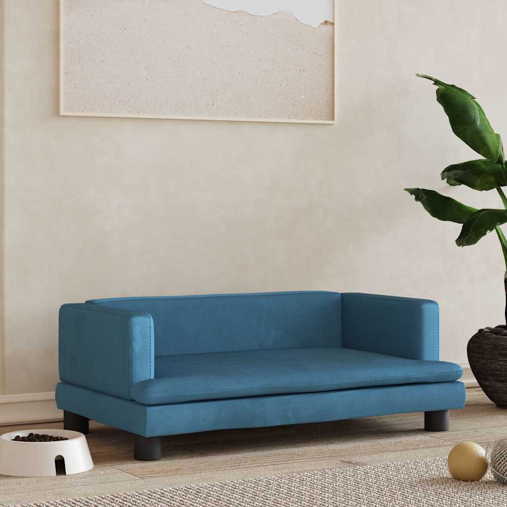 Hundebett Blau 80x45x30 cm Samt