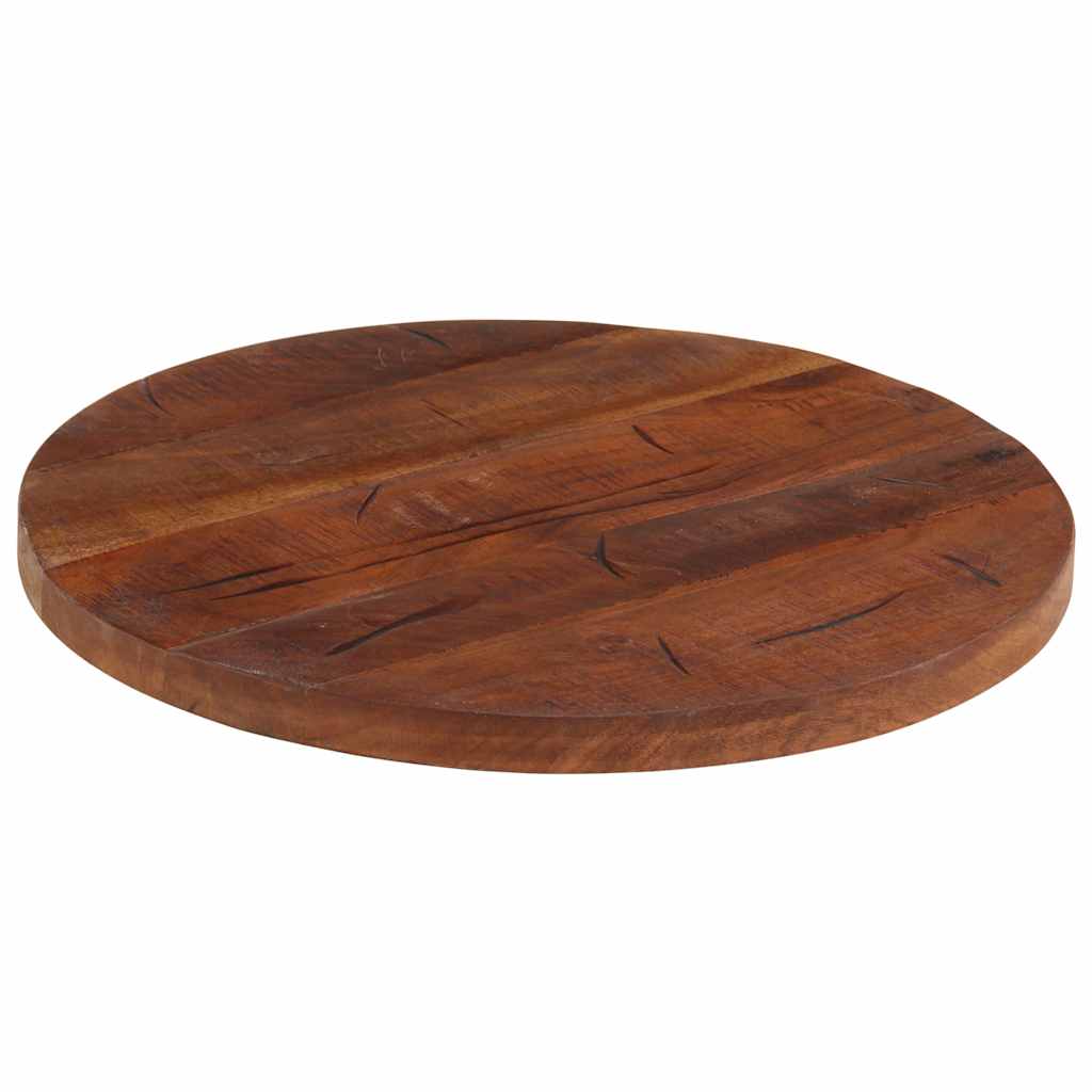 Tischplatte Ø 40x2,5 cm Rund Raues Massives Mangoholz