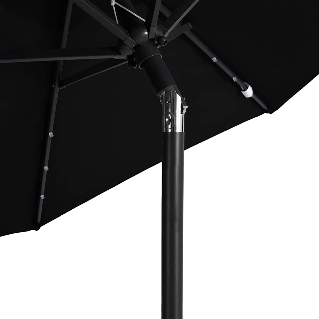 Sonnenschirm mit LED und Stahlmast Weiß 225x225x212 cm