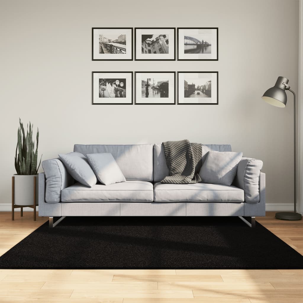 Teppich HUARTE Kurzflor Weich und Waschbar Anthrazit 60x110 cm