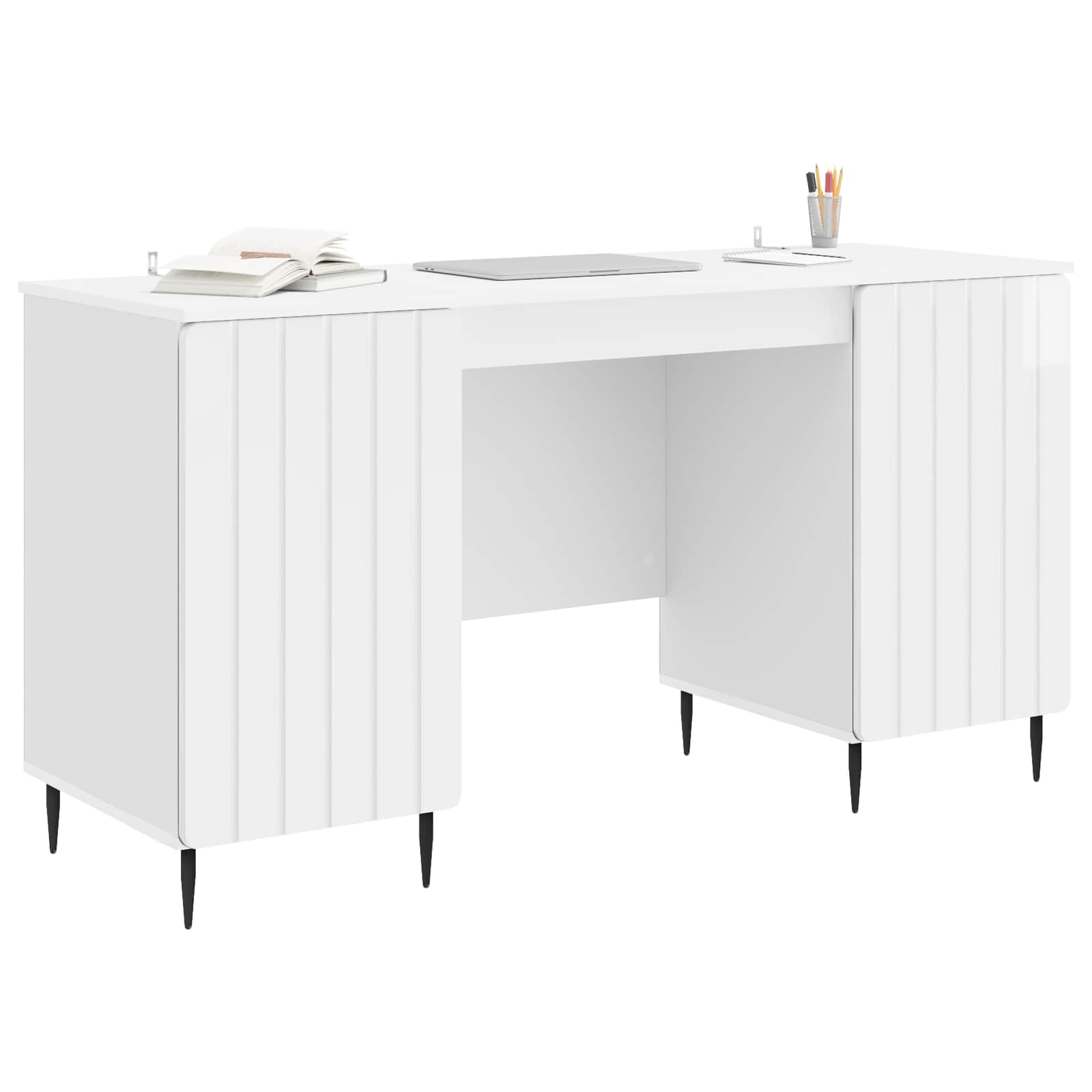 Schreibtisch mit Regal Schwarz 142,5 x 50 x 75 cm Holzwerkstoff