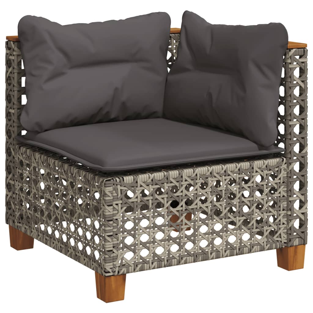 10-tlg. Garten-Sofagarnitur mit Kissen Beige Poly Rattan