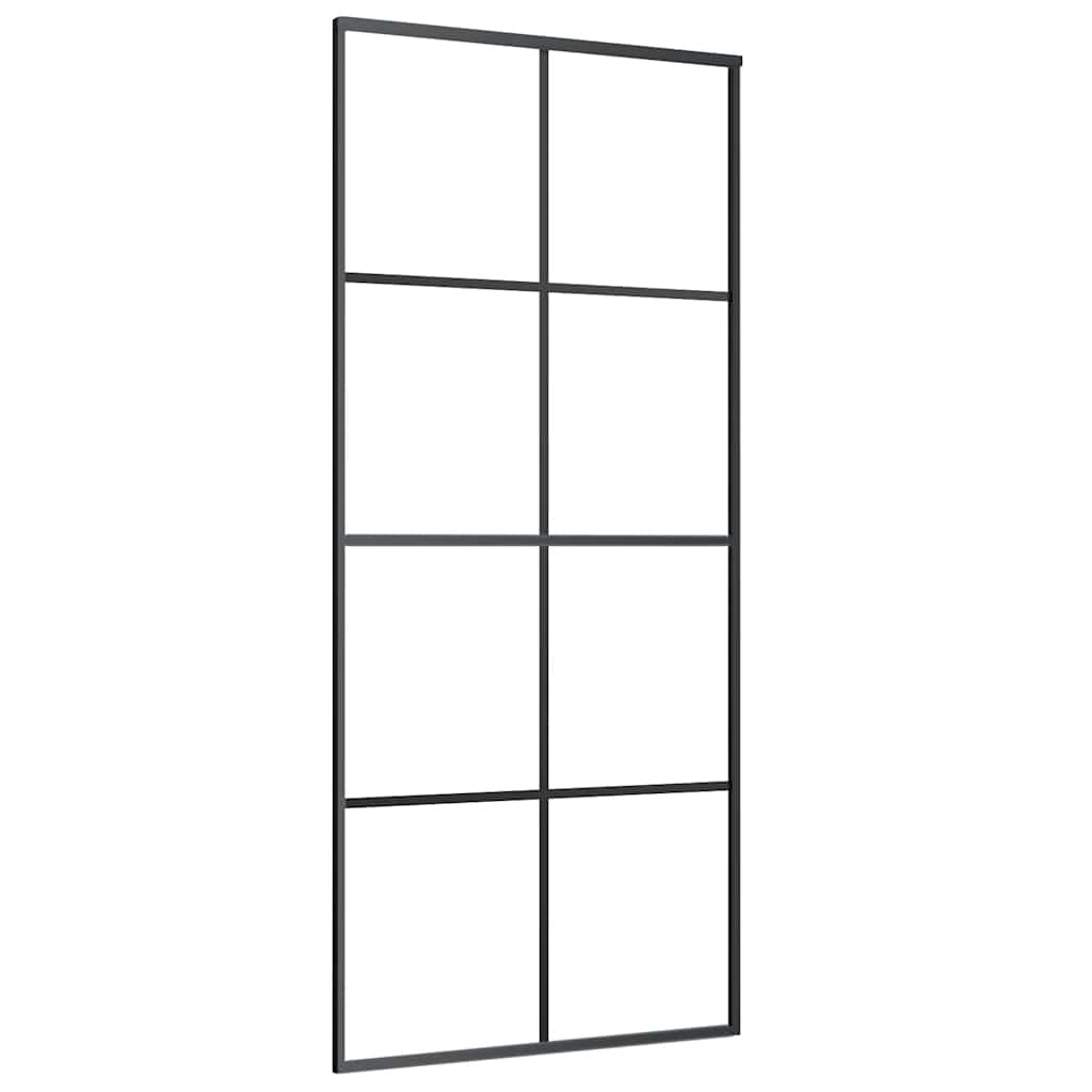 Schiebetür mit Beschlag Schwarz 76x205 cm ESG-Glas