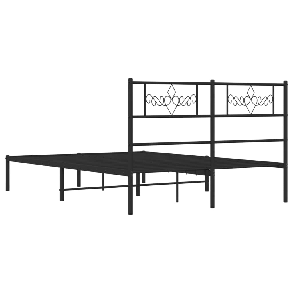 Bettgestell mit Kopfteil Metall Schwarz 100x190 cm