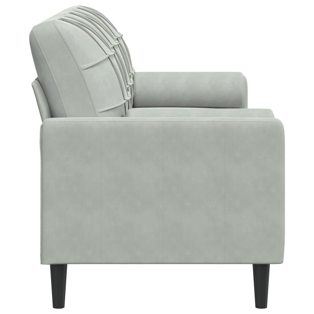 2-Sitzer-Sofa mit Zierkissen Hellgrau 120 cm Samt
