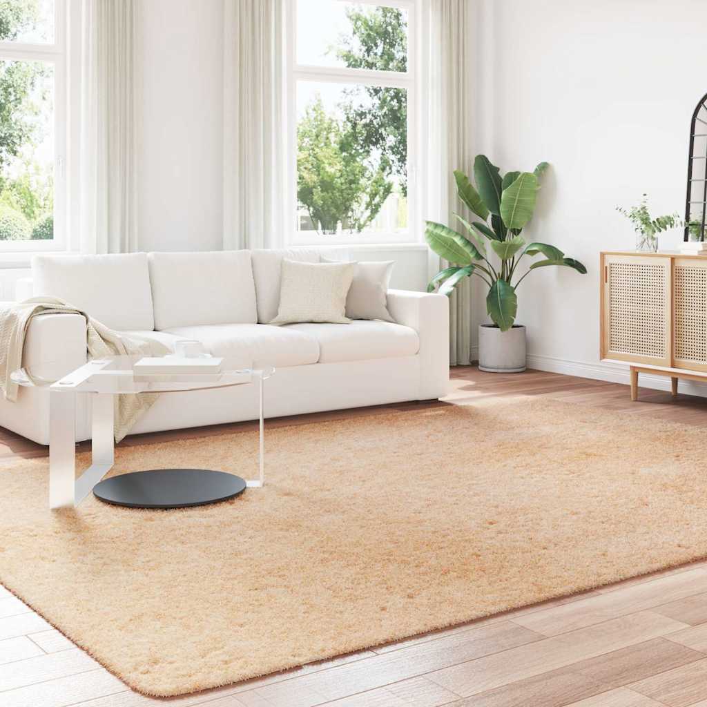 Teppich Shaggy Hochflor NAVARRA Beige 60x100 cm Polyester