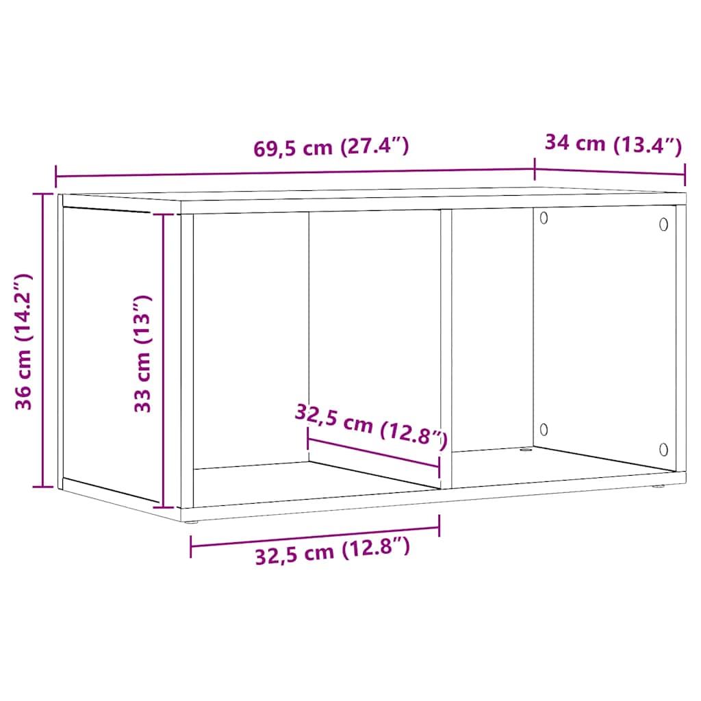 Schallplatten-Aufbewahrungsbox Weiß 71x34x36 cm Holzwerkstoff