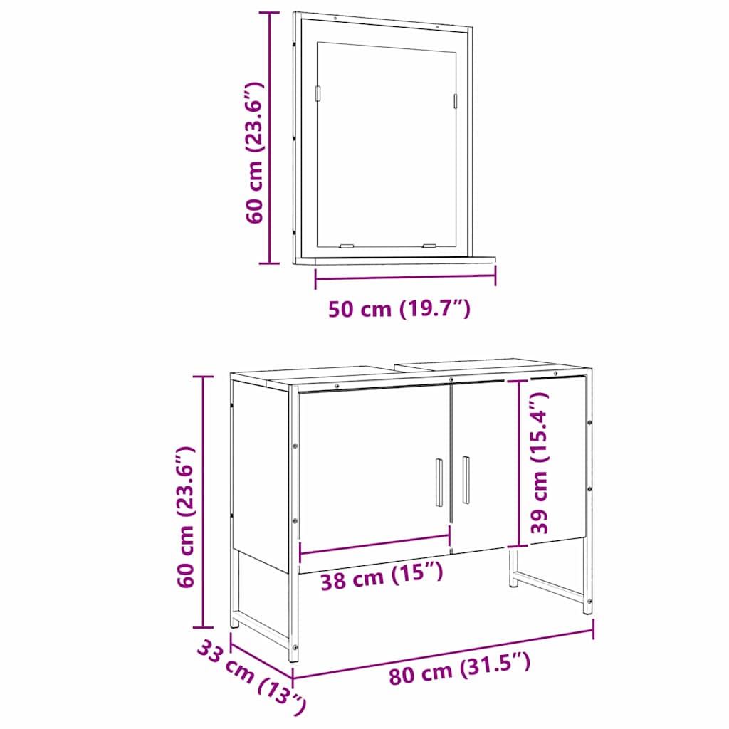 2-tlg. Badmöbel-Set Räuchereiche Holzwerkstoff