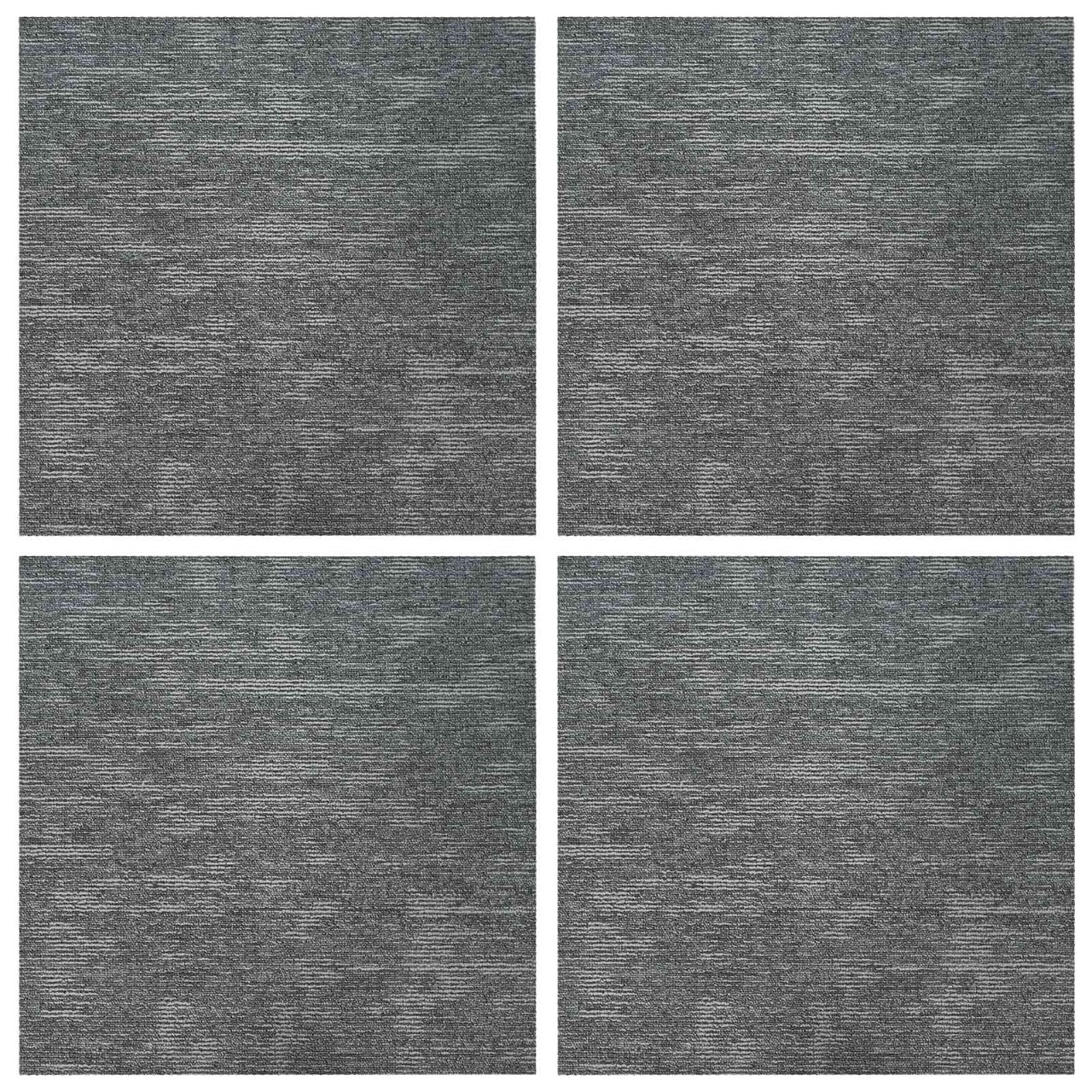 Teppichfliese Hellgrau mit Streifen 50 x 50 cm 4 pcs
