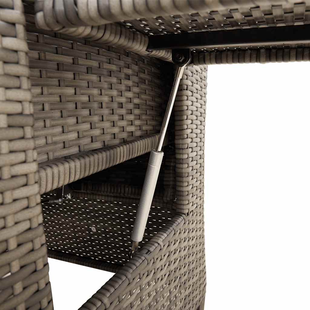 Gartensessel mit Beistelltisch Verstellbar Schwarz Poly Rattan