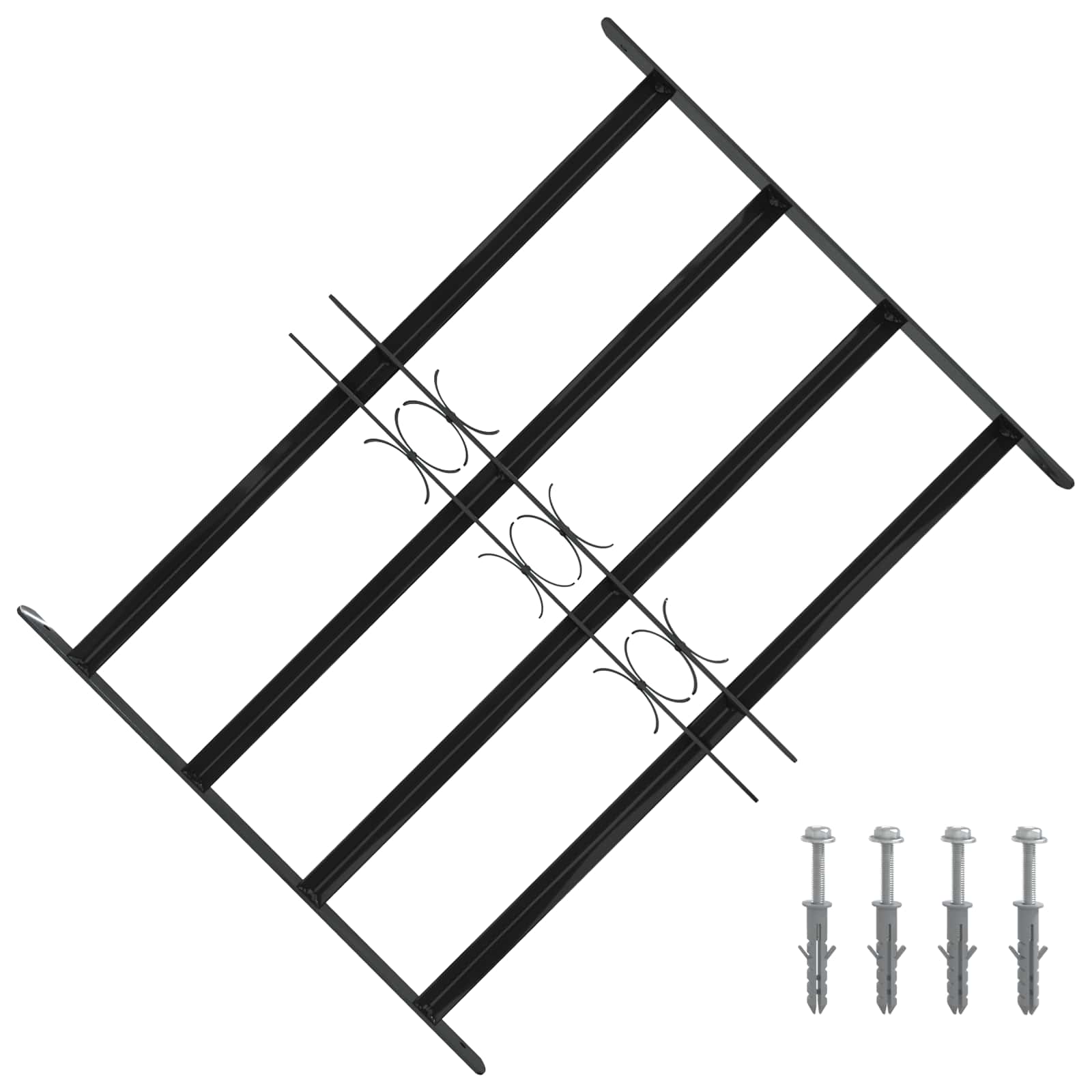 Fenstergitter 76 x 30 cm Pulverbeschichteter Stahl Schwarz