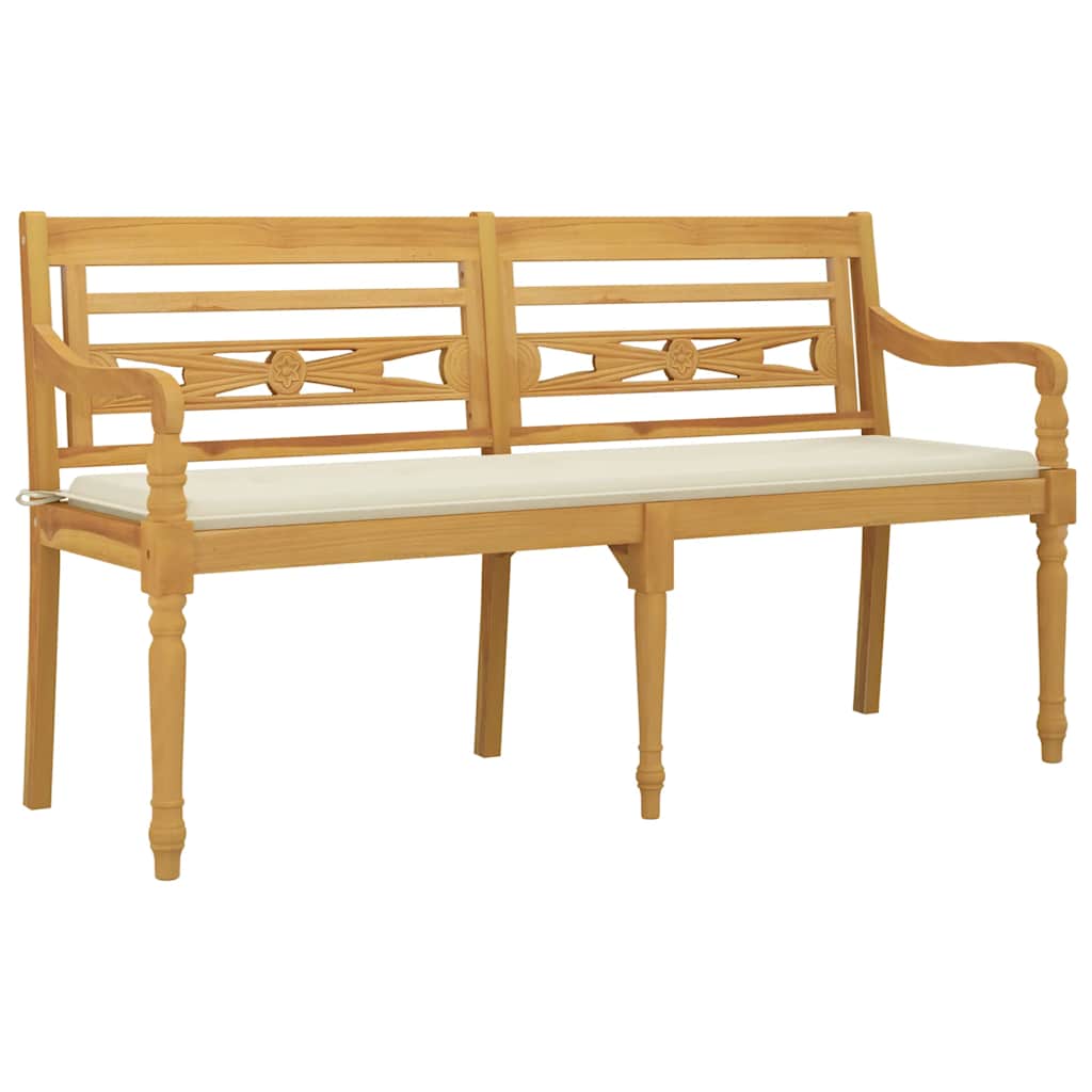 Batavia-Gartenbank mit Anthrazit Kissen 120 cm Teak Massivholz