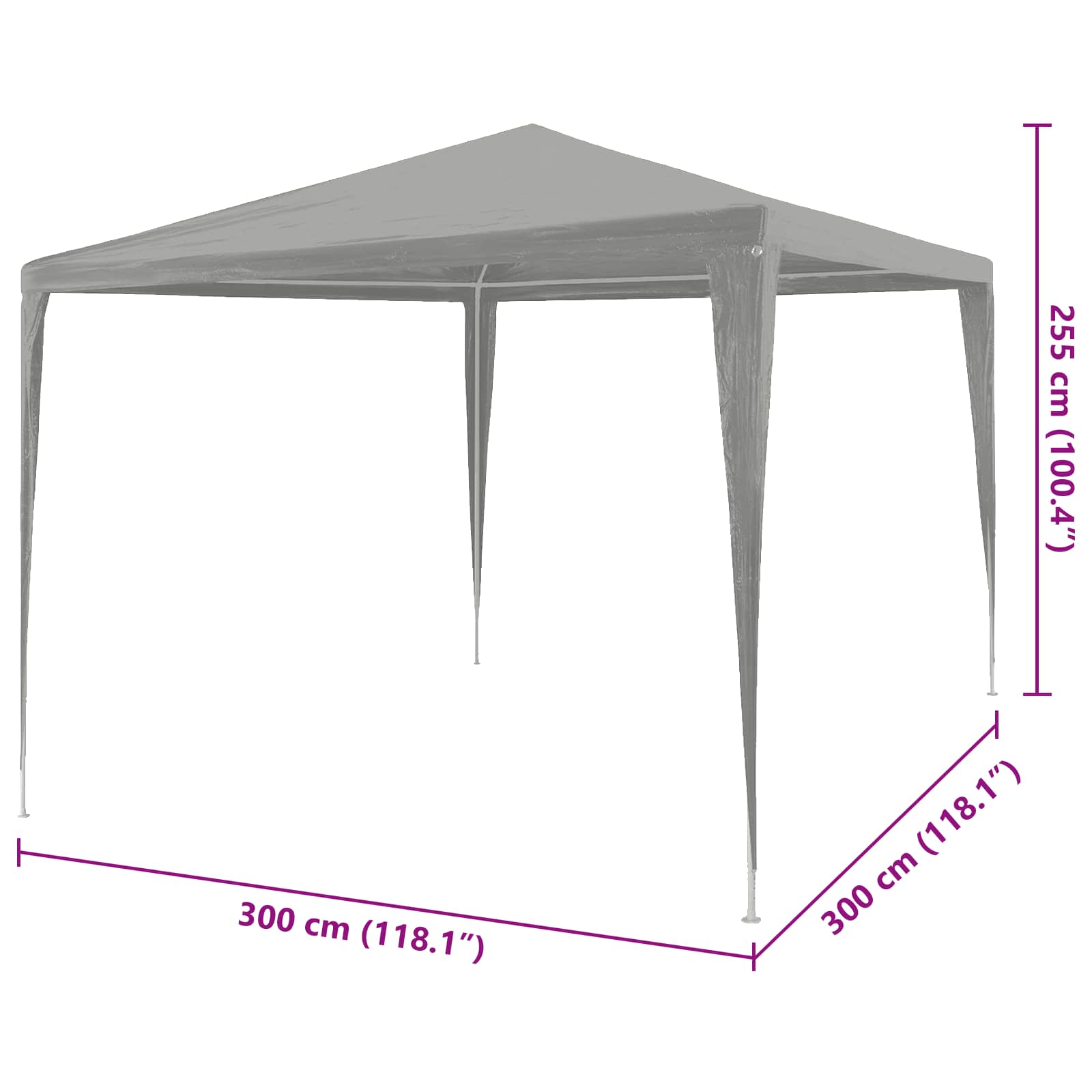 Partyzelt 400 x 300 x 255 cm Rot PE und Stahl