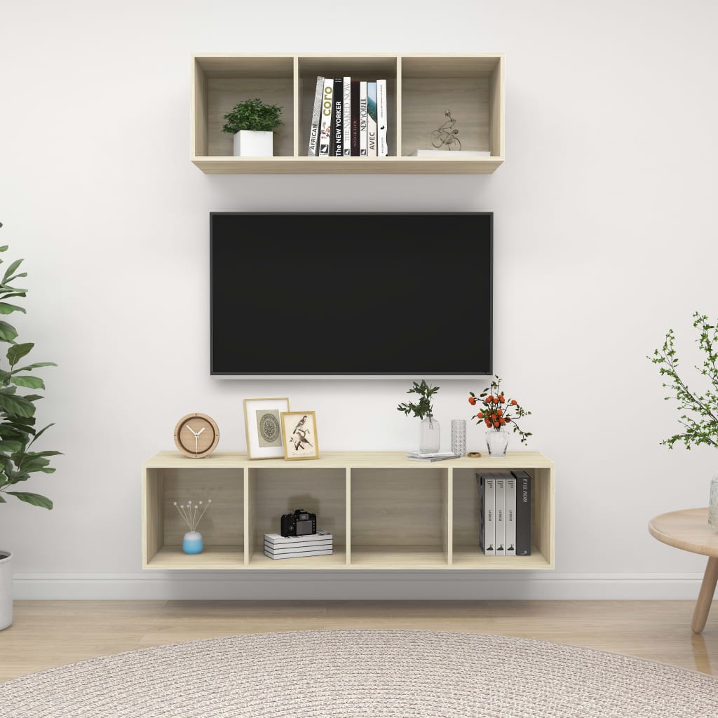 2-tlg. TV-Schrank-Set Weiß Holzwerkstoff