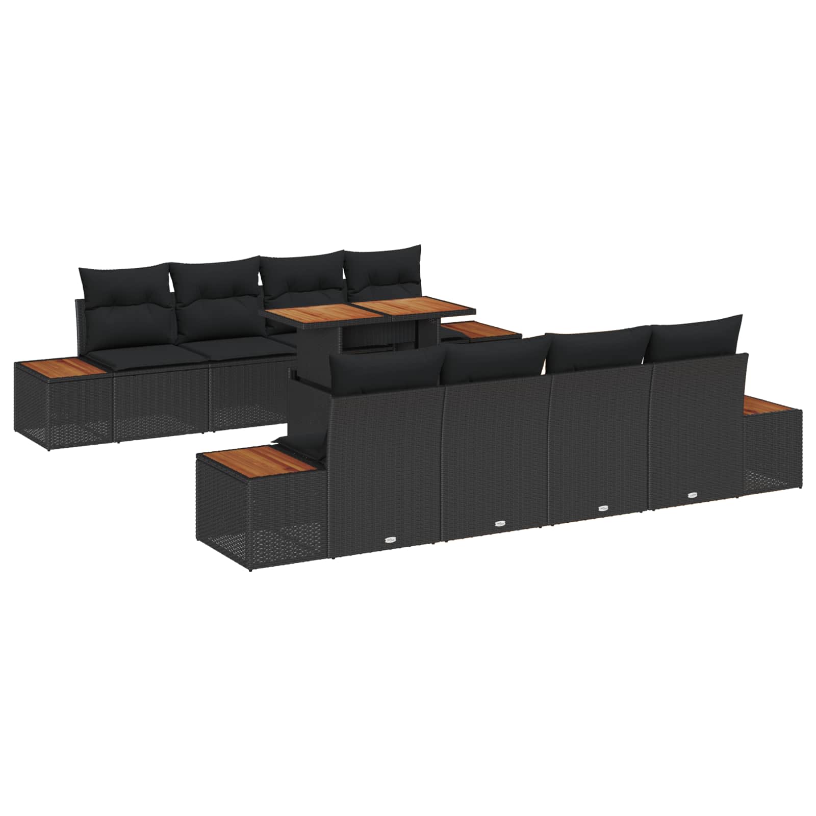 Garten Essgruppe mit Kissen 9 pcs Schwarz und Beige